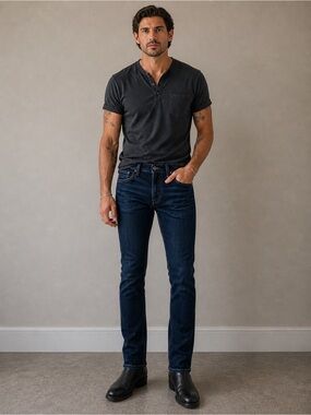 AG Adriano Goldschmied men jeans The Protege straight leg dark blue stretch